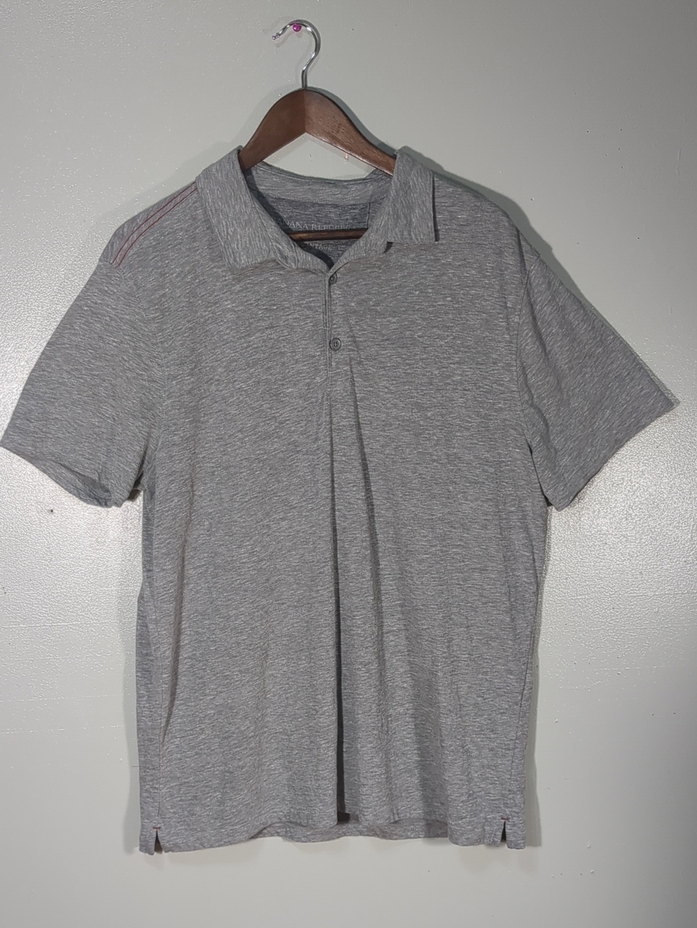 Banana Republic The Vintage Tee Grey Heathered Short Sleeve Soft Polo T-Shirt XL